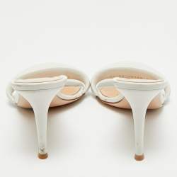 Gianvito Rossi White Leather Bijoux Slides Size 37