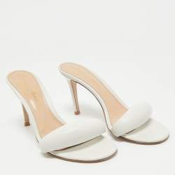 Gianvito Rossi White Leather Bijoux Slides Size 37