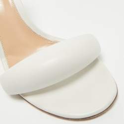 Gianvito Rossi White Leather Bijoux Slides Size 37