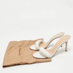 Gianvito Rossi White Leather Bijoux Slides Size 37