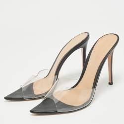 Pre Owned Gianvito Rossi Black PVC Elle Slide Sandals Size 38