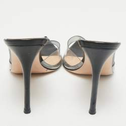 Pre Owned Gianvito Rossi Black PVC Elle Slide Sandals Size 38