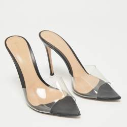 Pre Owned Gianvito Rossi Black PVC Elle Slide Sandals Size 38