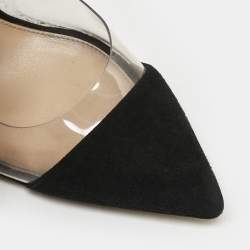 Pre Owned Gianvito Rossi Black Suede and PVC Anise Ankle Strap Pumps Size 37