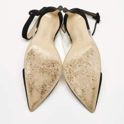 Pre Owned Gianvito Rossi Black Suede and PVC Anise Ankle Strap Pumps Size 37