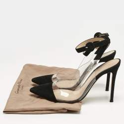 Pre Owned Gianvito Rossi Black Suede and PVC Anise Ankle Strap Pumps Size 37