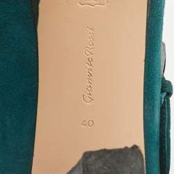 Pre Owned Gianvito Rossi Teal Green Suede Ankle Booties Size 40