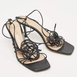 Gianvito Rossi Black Leather Sylvie Sandals Size 37.5