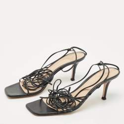 Gianvito Rossi Black Leather Sylvie Sandals Size 37.5