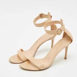Gianvito Rossi Beige Leather Portofino Sandals Size 41.5