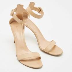 Gianvito Rossi Beige Leather Portofino Sandals Size 41.5