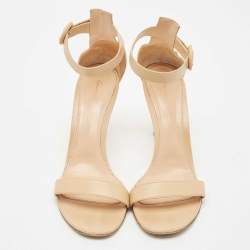 Gianvito Rossi Beige Leather Portofino Sandals Size 41.5