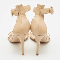 Gianvito Rossi Beige Leather Portofino Sandals Size 41.5