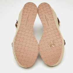 Pre Owned Gianvito Rossi Brown Leather Merida Wedge Sandals Size 40