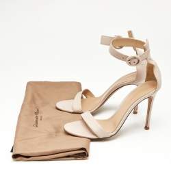 Pre Owned Gianvito Rossi Beige Leather Portofino Ankle Strap Sandals Size 37