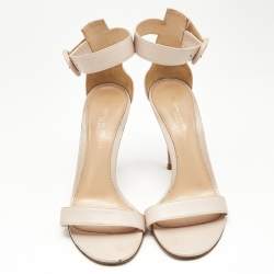 Pre Owned Gianvito Rossi Beige Leather Portofino Ankle Strap Sandals Size 37