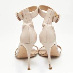 Pre Owned Gianvito Rossi Beige Leather Portofino Ankle Strap Sandals Size 37