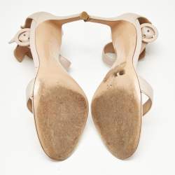 Pre Owned Gianvito Rossi Beige Leather Portofino Ankle Strap Sandals Size 37
