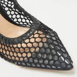 Gianvito Rossi Black Mesh and Leather Trim Alisia Pointed Toe Pumps Size 38