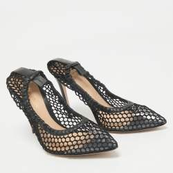 Gianvito Rossi Black Mesh and Leather Trim Alisia Pointed Toe Pumps Size 38