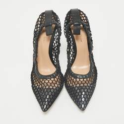 Gianvito Rossi Black Mesh and Leather Trim Alisia Pointed Toe Pumps Size 38