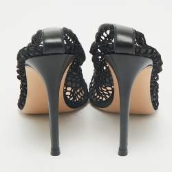 Gianvito Rossi Black Mesh and Leather Trim Alisia Pointed Toe Pumps Size 38