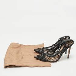 Gianvito Rossi Black Mesh and Leather Trim Alisia Pointed Toe Pumps Size 38