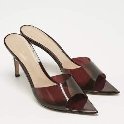 Gianvito Rossi Brown PVC Elle Slide Sandals Size 40.5