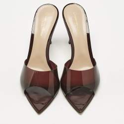 Gianvito Rossi Brown PVC Elle Slide Sandals Size 40.5