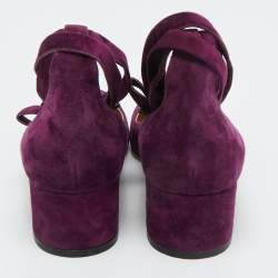 Pre Owned  Gianvito Rossi Purple Suede Mary Jane Pumps Size 37.5