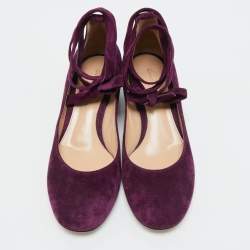 Pre Owned  Gianvito Rossi Purple Suede Mary Jane Pumps Size 37.5