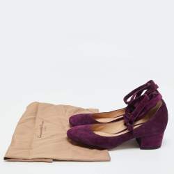 Pre Owned  Gianvito Rossi Purple Suede Mary Jane Pumps Size 37.5