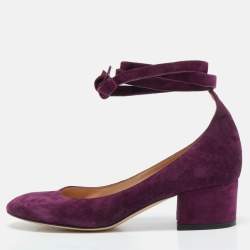  Gianvito Rossi Purple Suede Mary Jane Pumps Size 37.5