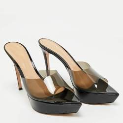 Pre Owned Gianvito Rossi Black PVC Betty Platform Mules Size 40