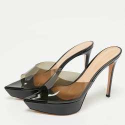 Pre Owned Gianvito Rossi Black PVC Betty Platform Mules Size 40