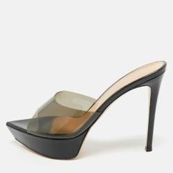 Gianvito Rossi Black PVC Betty Platform Mules Size 40