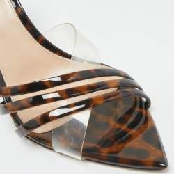 Gianvito Rossi Transparent/Brown Patent Leather and PVC Elle Slide Sandals Size 37.5