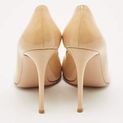 Gianvito Rossi Beige Patent Leather Gianvito Pointed Toe Pumps Size 41