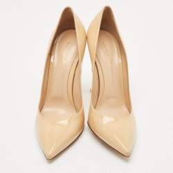 Gianvito Rossi Beige Patent Leather Gianvito Pointed Toe Pumps Size 41