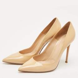 Gianvito Rossi Beige Patent Leather Gianvito Pointed Toe Pumps Size 41
