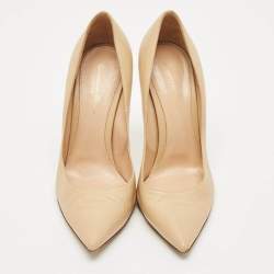 Gianvito Rossi Beige Leather Gianvito Pointed Toe Pumps Size 39