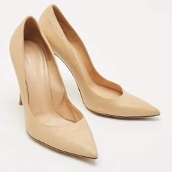 Gianvito Rossi Beige Leather Gianvito Pointed Toe Pumps Size 39