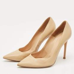 Gianvito Rossi Beige Leather Gianvito Pointed Toe Pumps Size 39