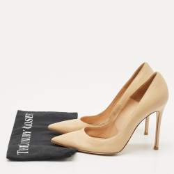 Gianvito Rossi Beige Leather Gianvito Pointed Toe Pumps Size 39