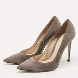 Gianvito Rossi Dark Grey Suede Gianvito Pointed Toe Pumps Size 39