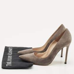 Gianvito Rossi Dark Grey Suede Gianvito Pointed Toe Pumps Size 39