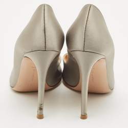 Gianvito Rossi Grey Satin Gianvito Pointed Toe Pumps Size 38.5