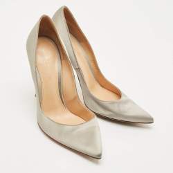 Gianvito Rossi Grey Satin Gianvito Pointed Toe Pumps Size 38.5