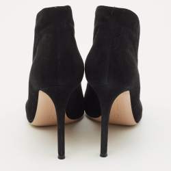 Gianvito Rossi Black Suede Vamp Peep Toe Booties Size 38.5