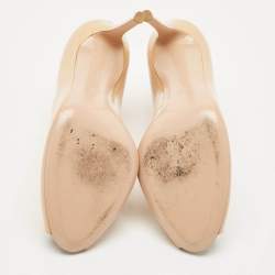 Pre Owned Gianvito Rossi Beige Patent Leather Vamp Peep Toe Booties Size 41